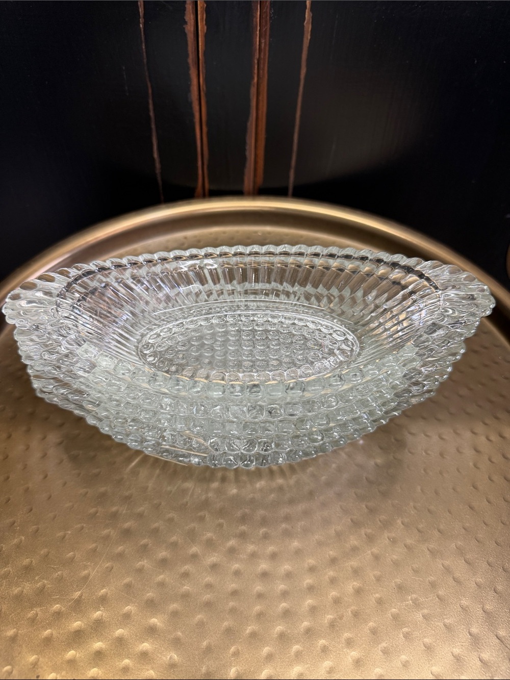 Jeanette Vintage Hobnail Pressed Textured Glass Banana Split Dishes (Qty. 5)